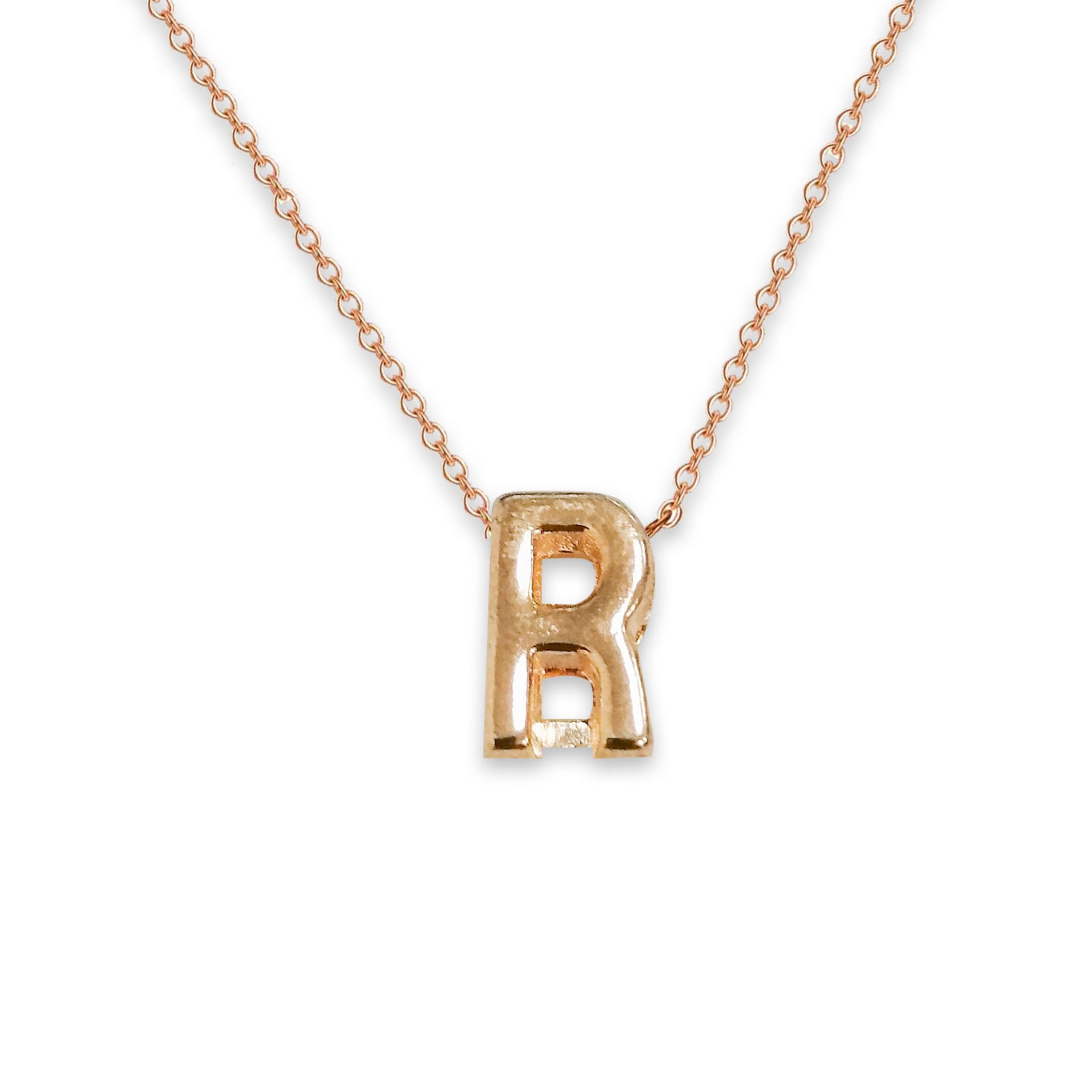 R For Romance R Necklace Custom Gold Initial Necklace