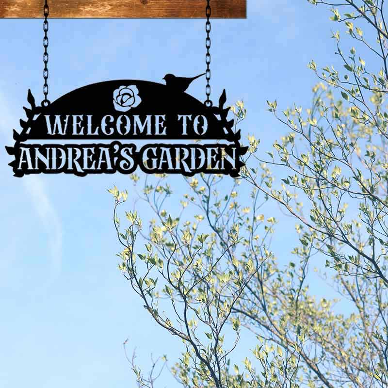 Custom Garden Sign Welcome To Our Garden Hanging Sign