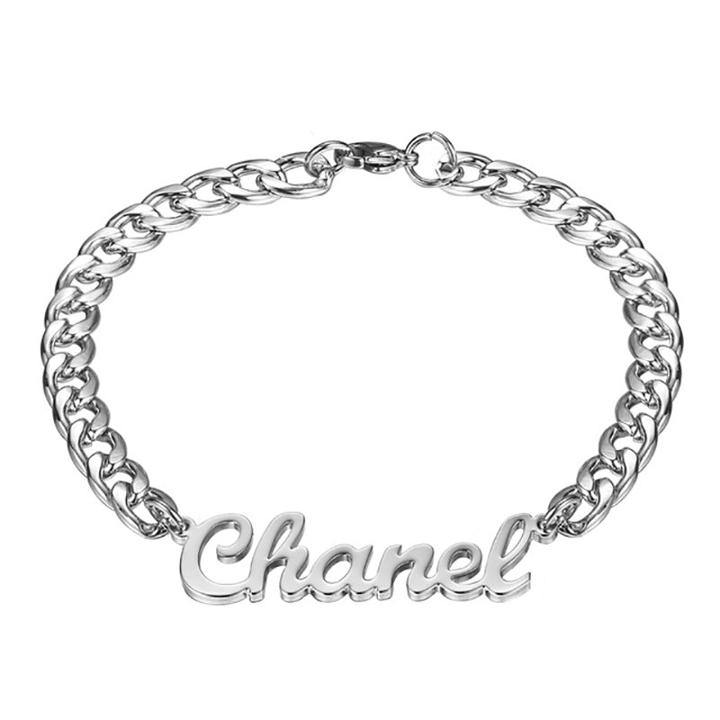 Custom Men's Name Bracelet Personalized Thick Chain Titanium Steel Jewelry