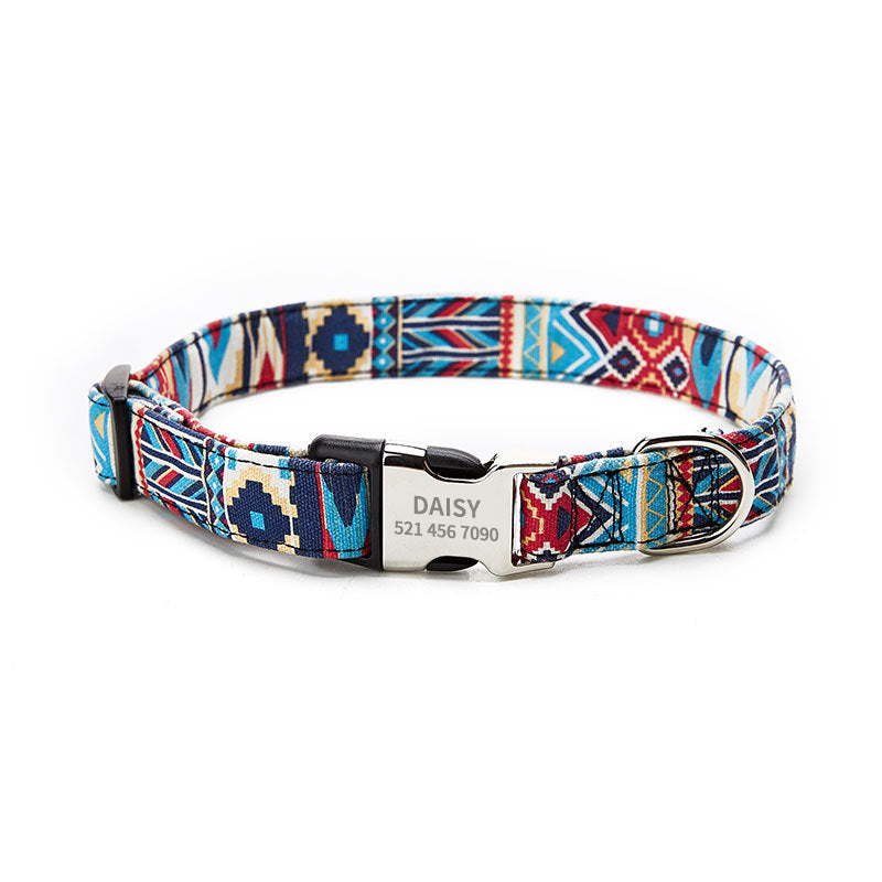 Custom Pet Ethnic Style Collar Personalized Name Dog Collar