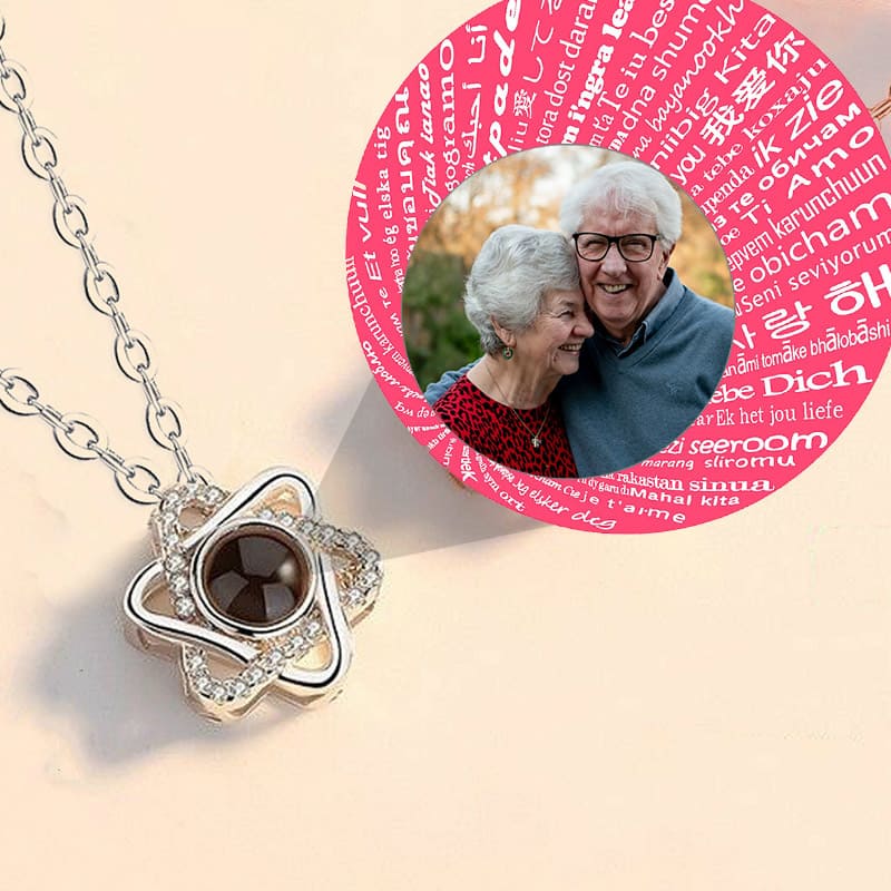 Custom S925 Silver Six-pointed Star Personalized Photo Projection Necklace