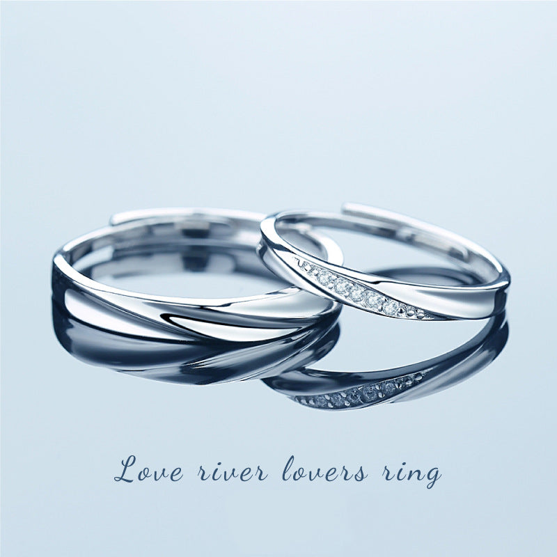 Custom Couple Rings Personalized Openings Adjustable Love River Lover Ring