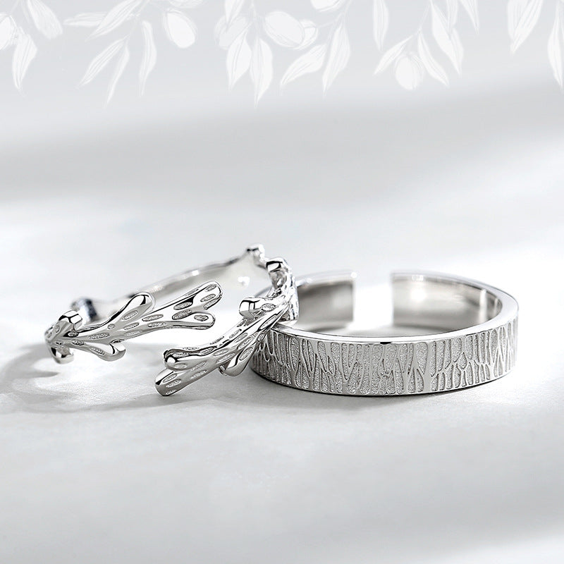 Customized Vine Couple Rings Personalized Mori Open Ring
