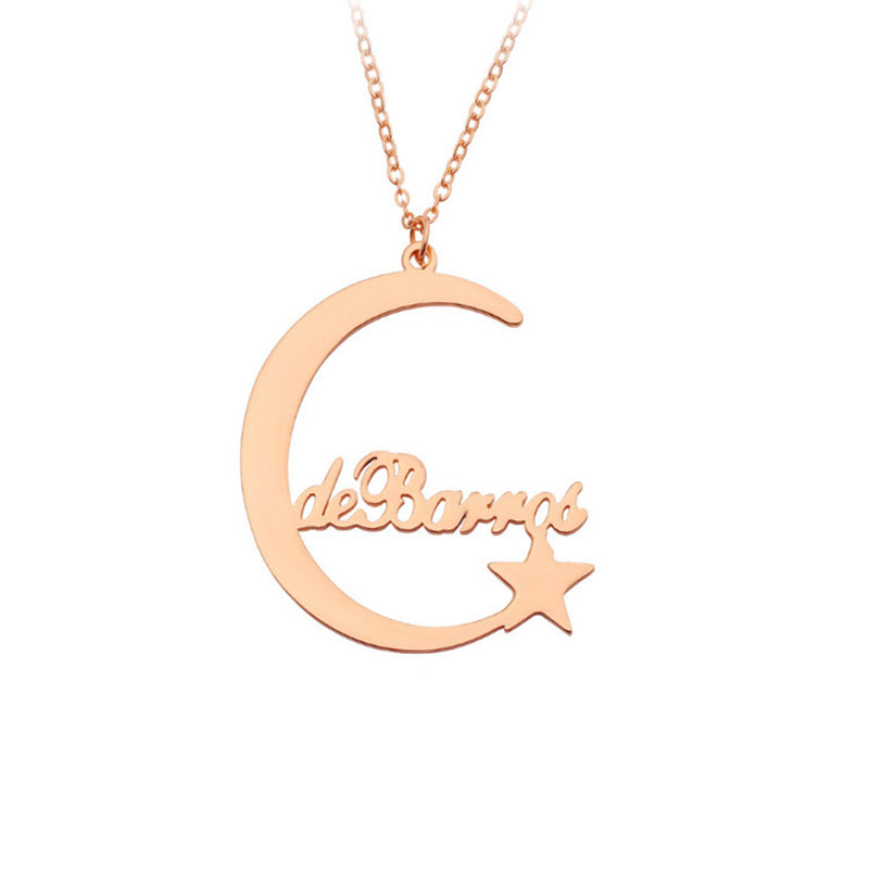 Custom Name Necklace Personalized Moon & Star Collar Necklace Pendant Jewelry