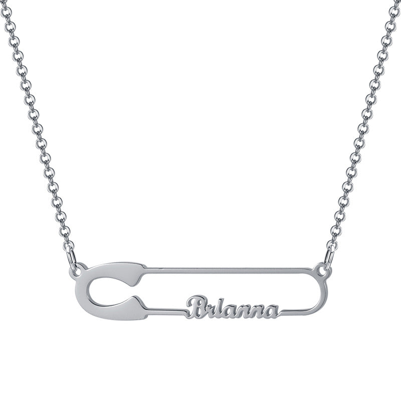 Custom Engraved Paperclip Necklace Personalized S925 Silver Name Necklace