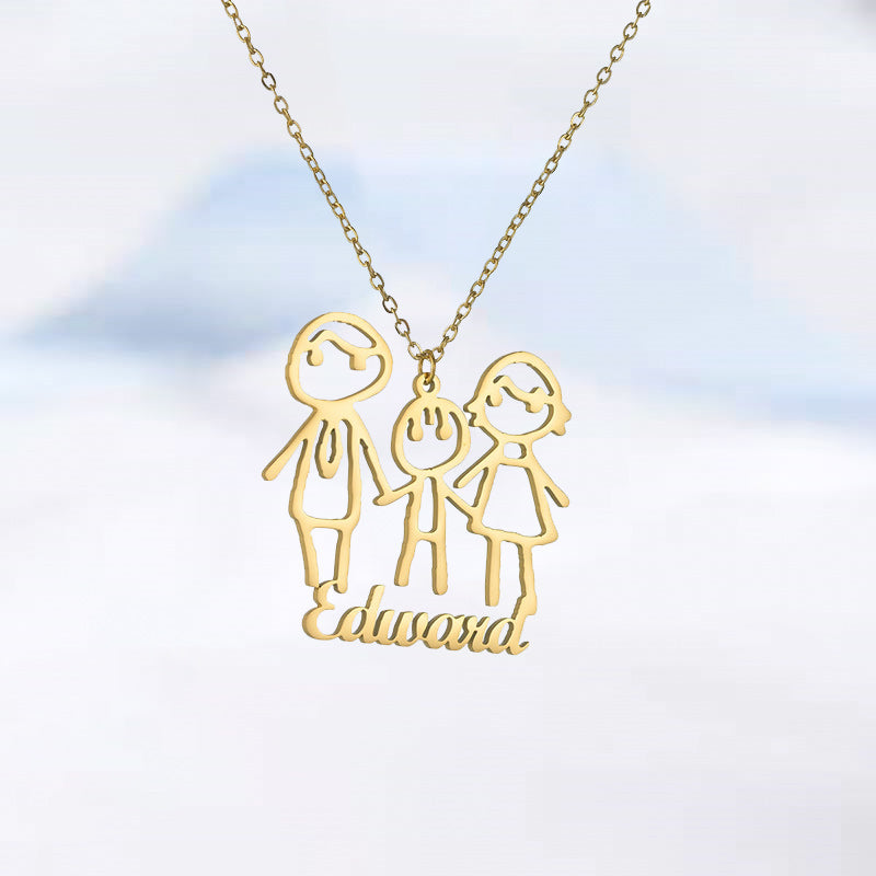 Customized Kids Drawing Necklace Doodle Necklace Graffiti Hand-painted Necklace