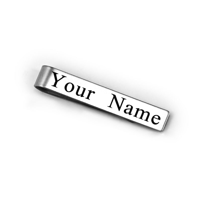 Custom Name Necktie Clip Personalized Business Gift for Men