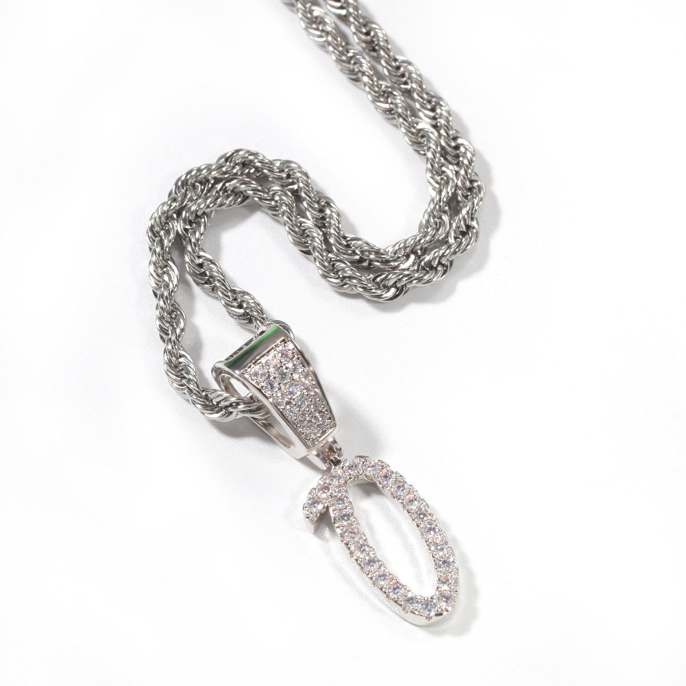 Custom Cursive Arabic Number Necklace Diamond Number Pendant