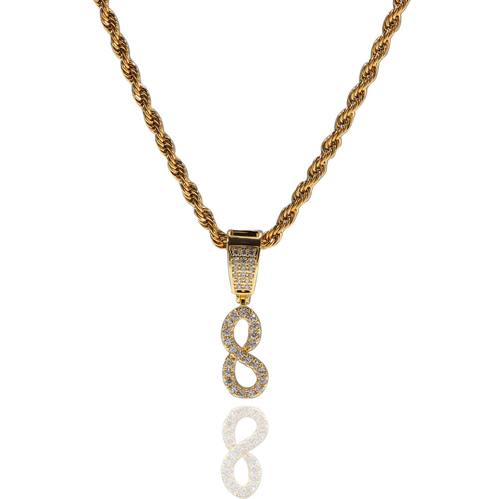 Custom Cursive Arabic NUmber Necklace Diamond Number Pendant