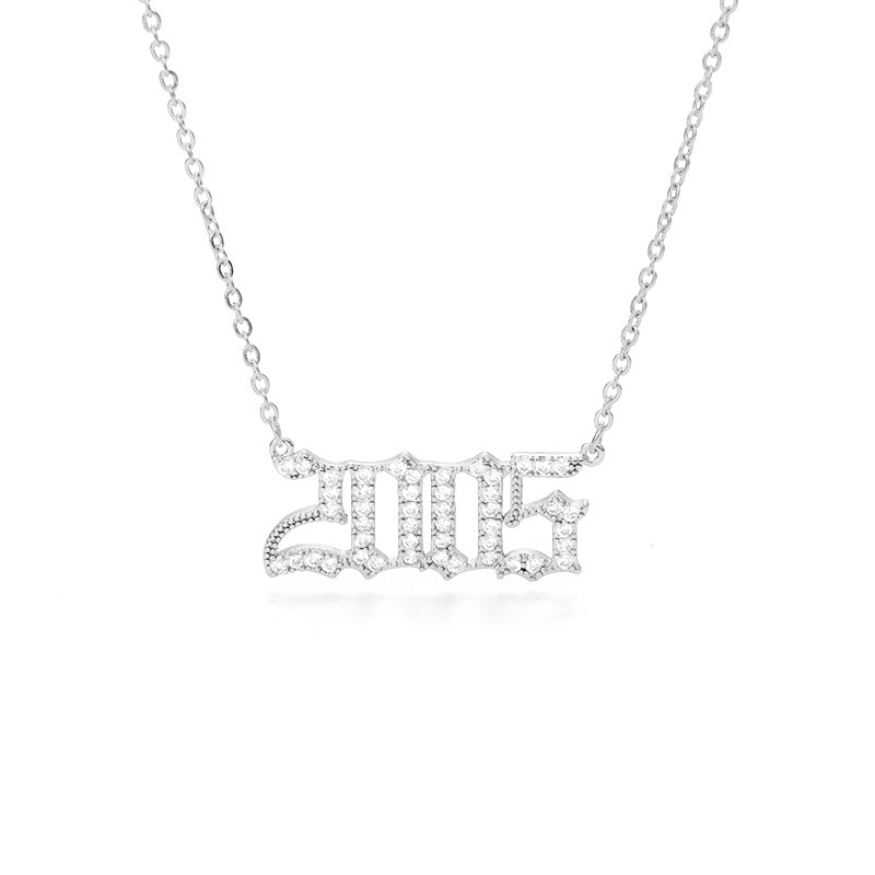 Customized Popular Year Necklace Personalized Birthday Gift Zircon Necklace