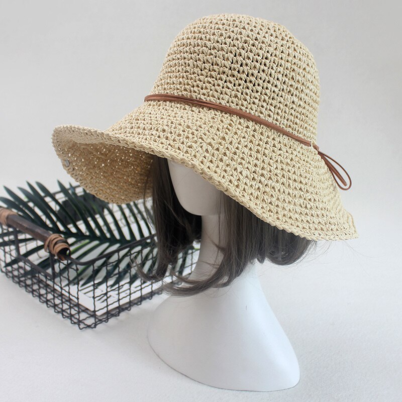Ladies' Fashion Folding Sun Beach Straw Hat Sunshade Bow Hat