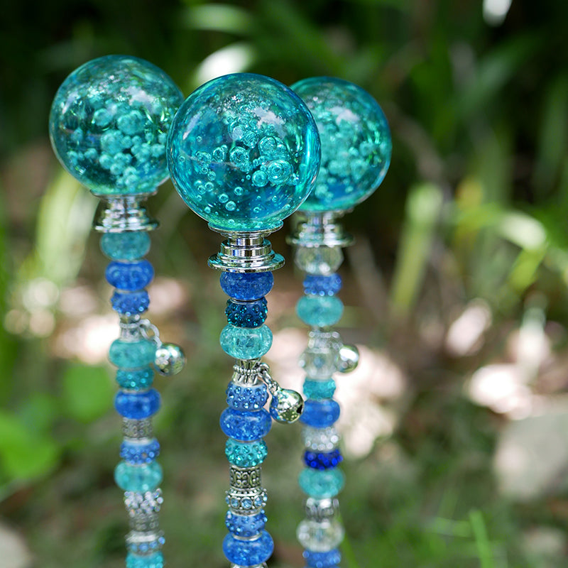 Beaded Fairy Garden Stakes With Bubble Crystal Ball Garden Art Handmade