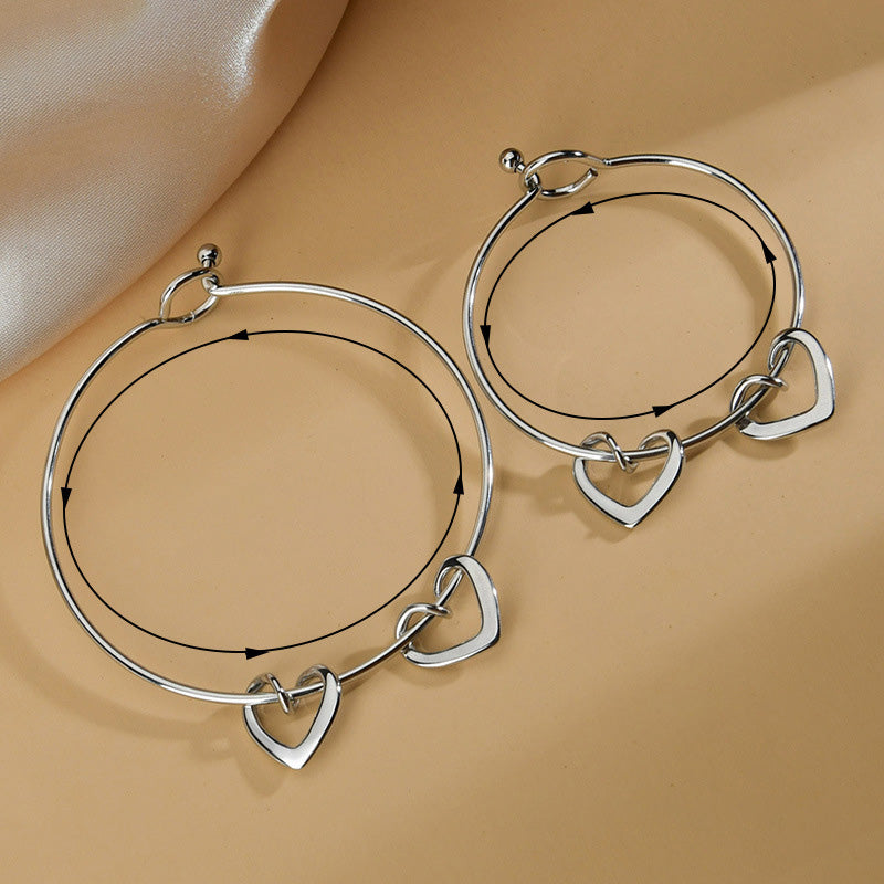 Customized 2 Pierced Hearts Bracelet Personalized Engraved Bracelet Jewelry