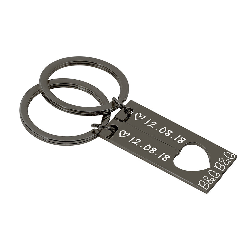 Custom Date Engraving Couple Key Chain Personalized Key Ring