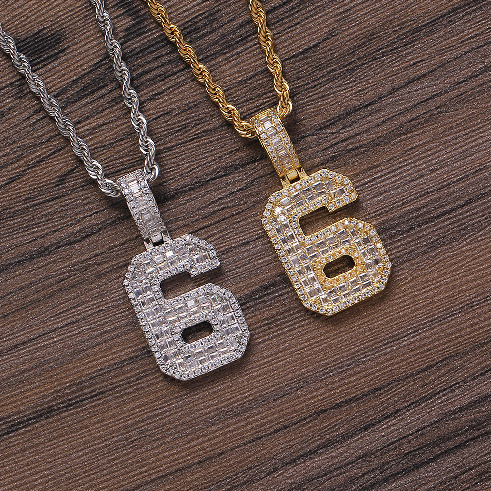 Rock Candy Zircon Number Necklace Custom Football Number Necklace Number Chains