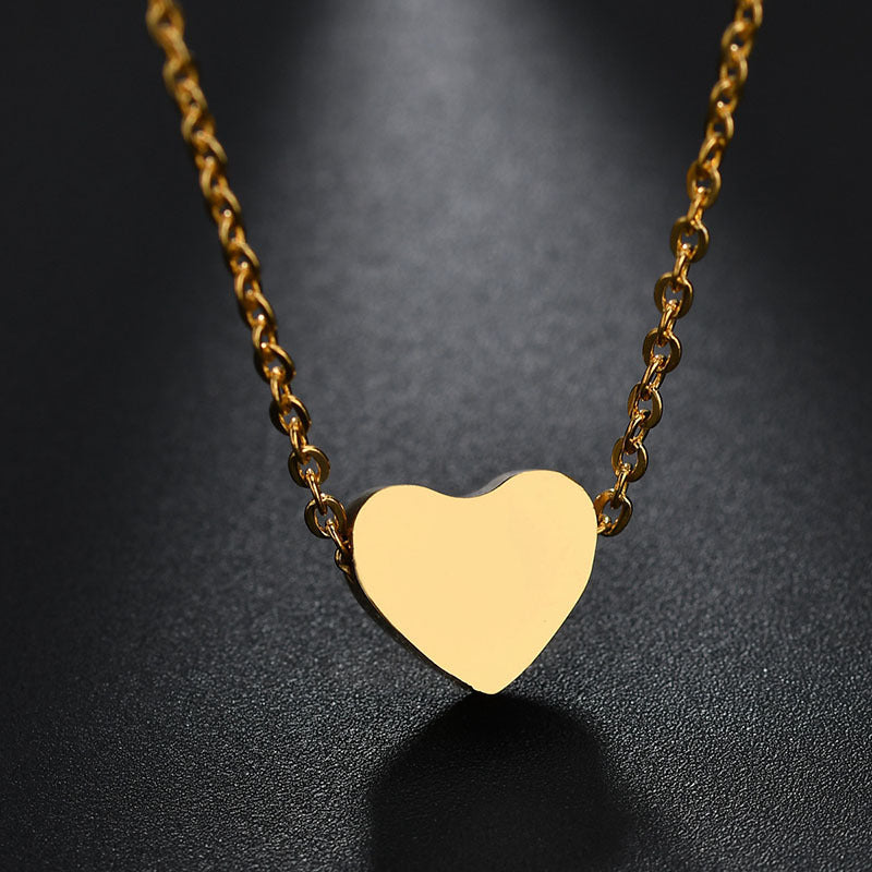 Customized 18K Name Collarbone Chain Personalized Small Heart Necklace