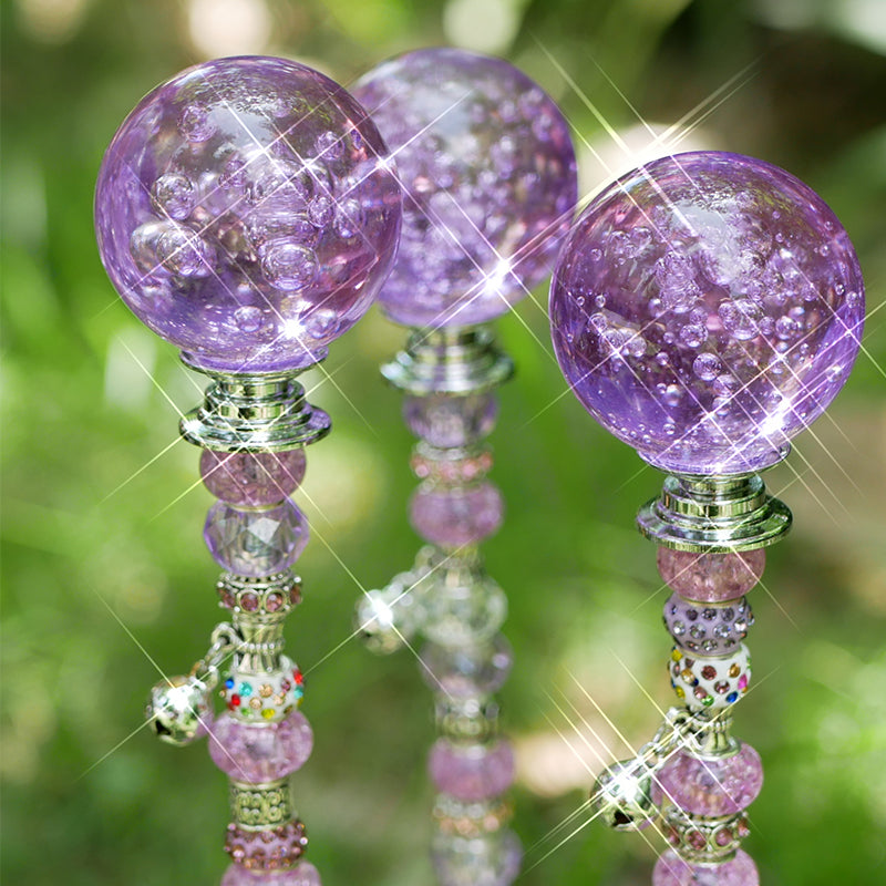 Beaded Fairy Garden Stakes With Bubble Crystal Ball Garden Art Handmade