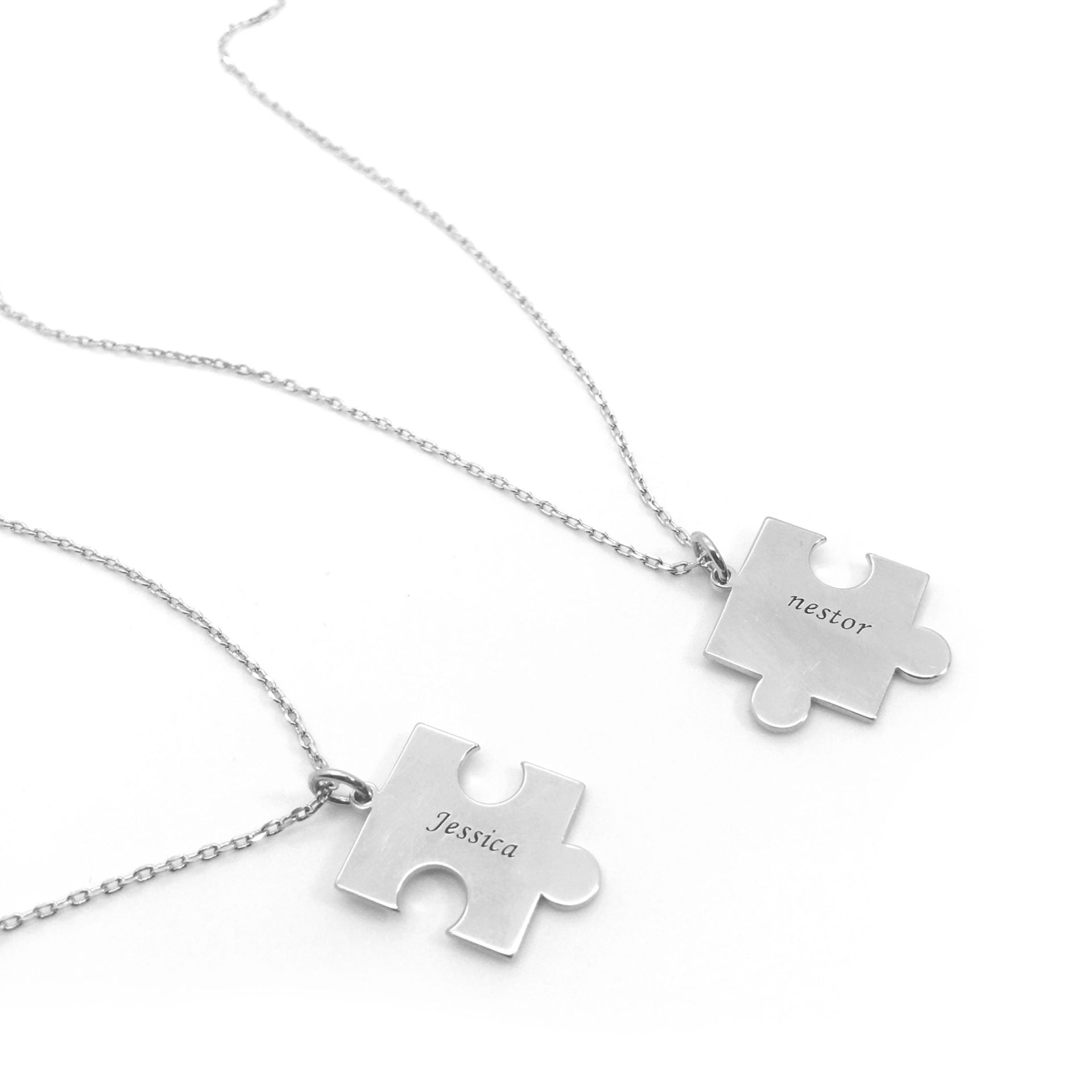 Puzzle Piece Necklace for Couples Custom Name Necklace