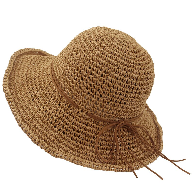 Ladies' Fashion Folding Sun Beach Straw Hat Sunshade Bow Hat