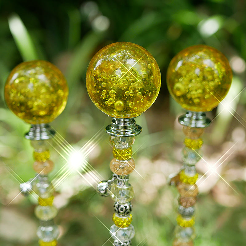 Beaded Fairy Garden Stakes With Bubble Crystal Ball Garden Art Handmade