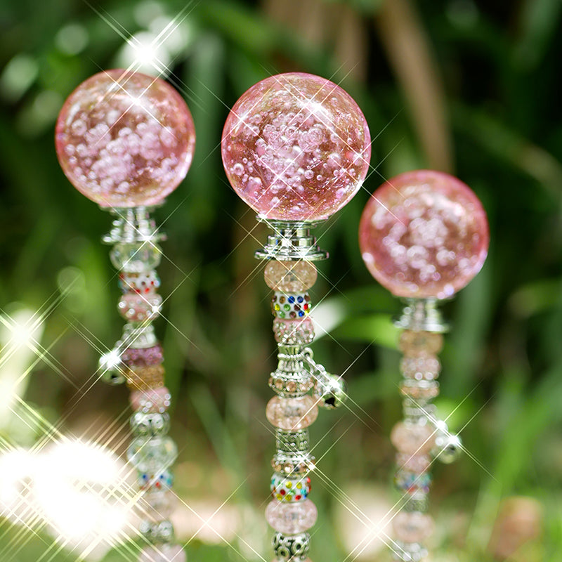 Beaded Fairy Garden Stakes With Bubble Crystal Ball Garden Art Handmade