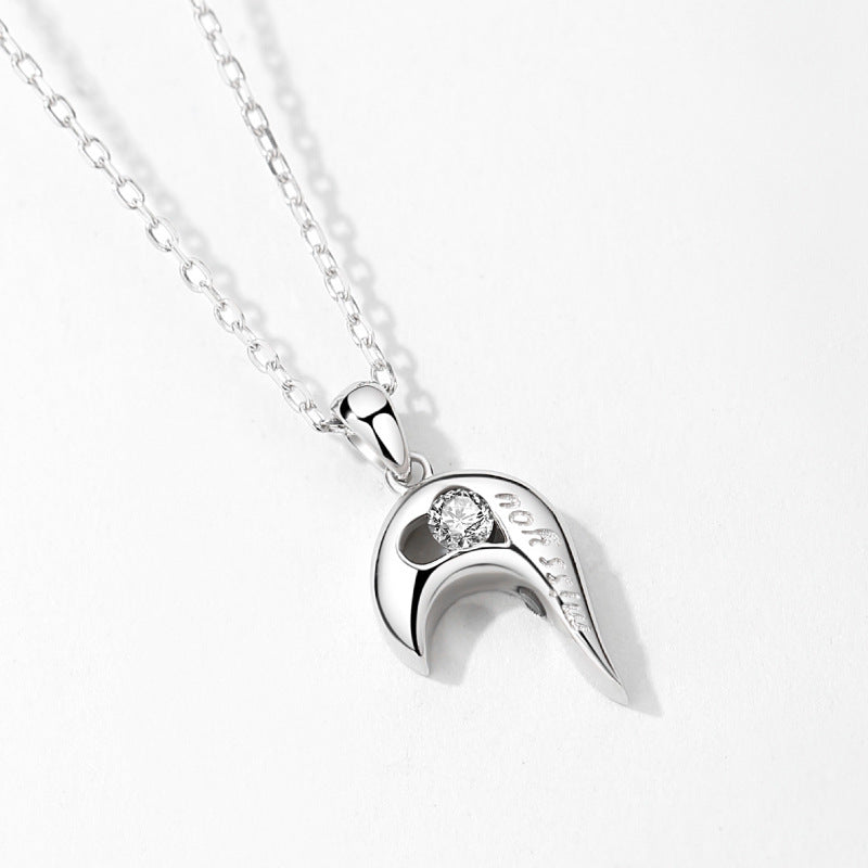 S925 Silver Heart To Heart Clavicle Chain Classic Couples Souvenir Necklace