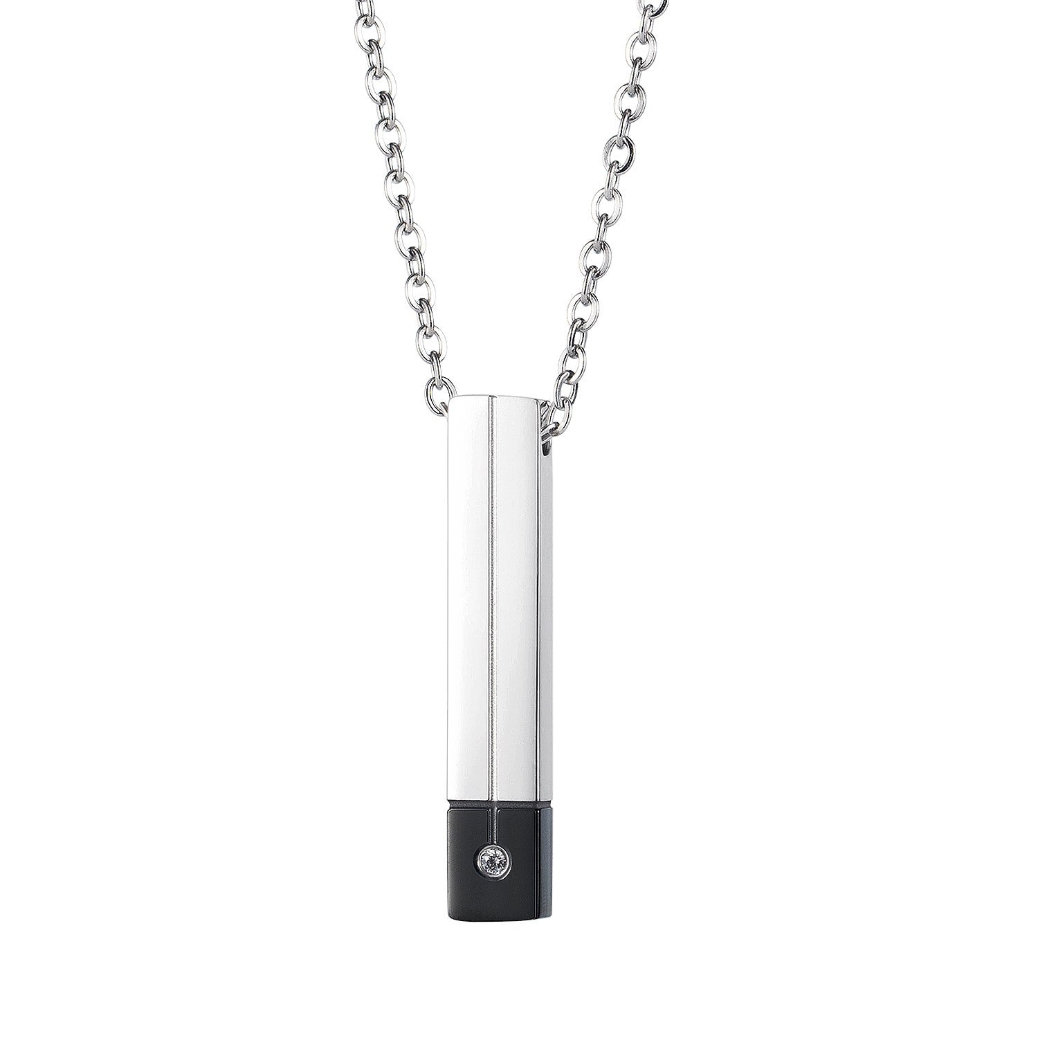 Classic Energy Bar Necklace Titanium Steel Long Couple Necklace