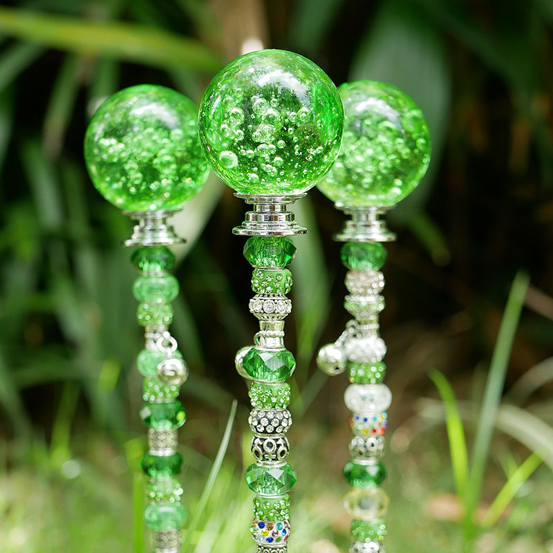 Beaded Fairy Garden Stakes With Bubble Crystal Ball Garden Art Handmade