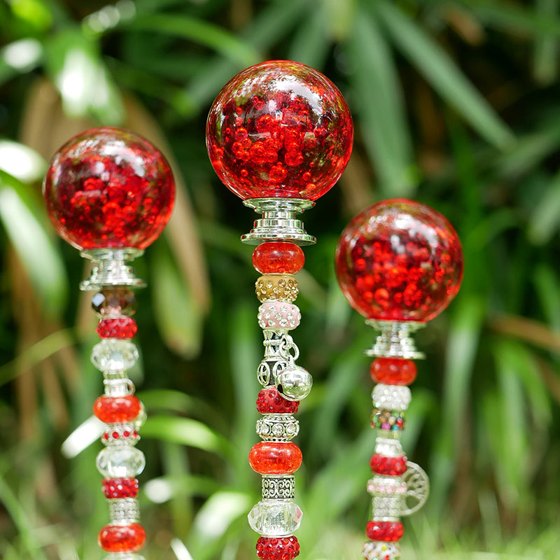 Beaded Fairy Garden Stakes With Bubble Crystal Ball Garden Art Handmade