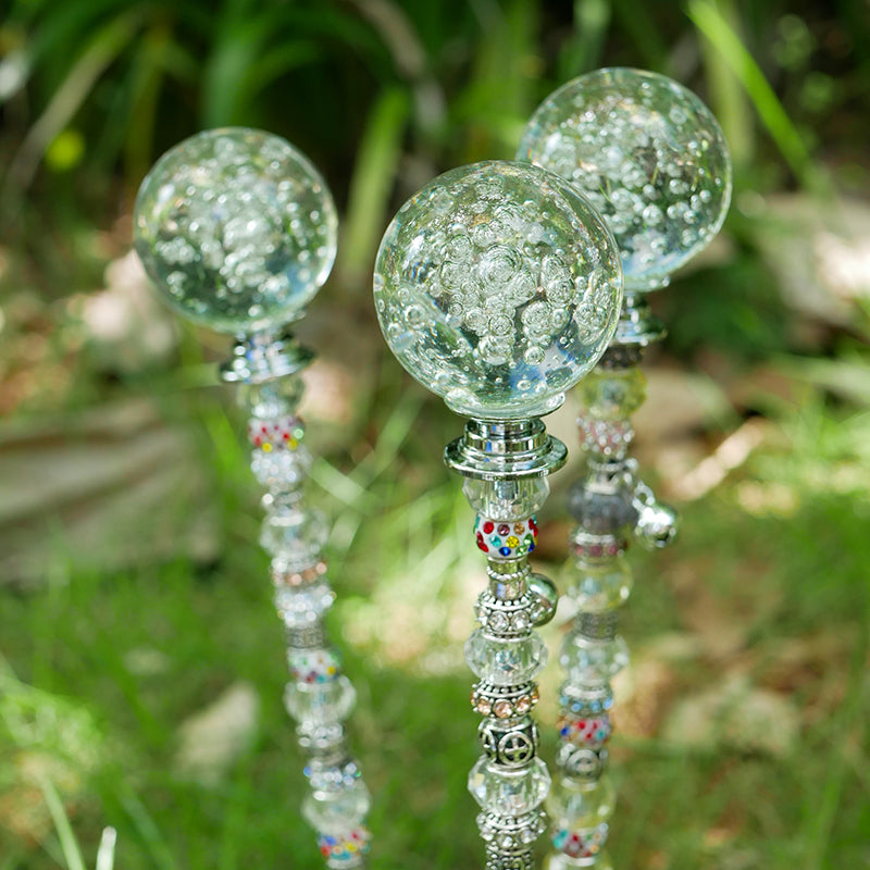 Beaded Fairy Garden Stakes With Bubble Crystal Ball Garden Art Handmade