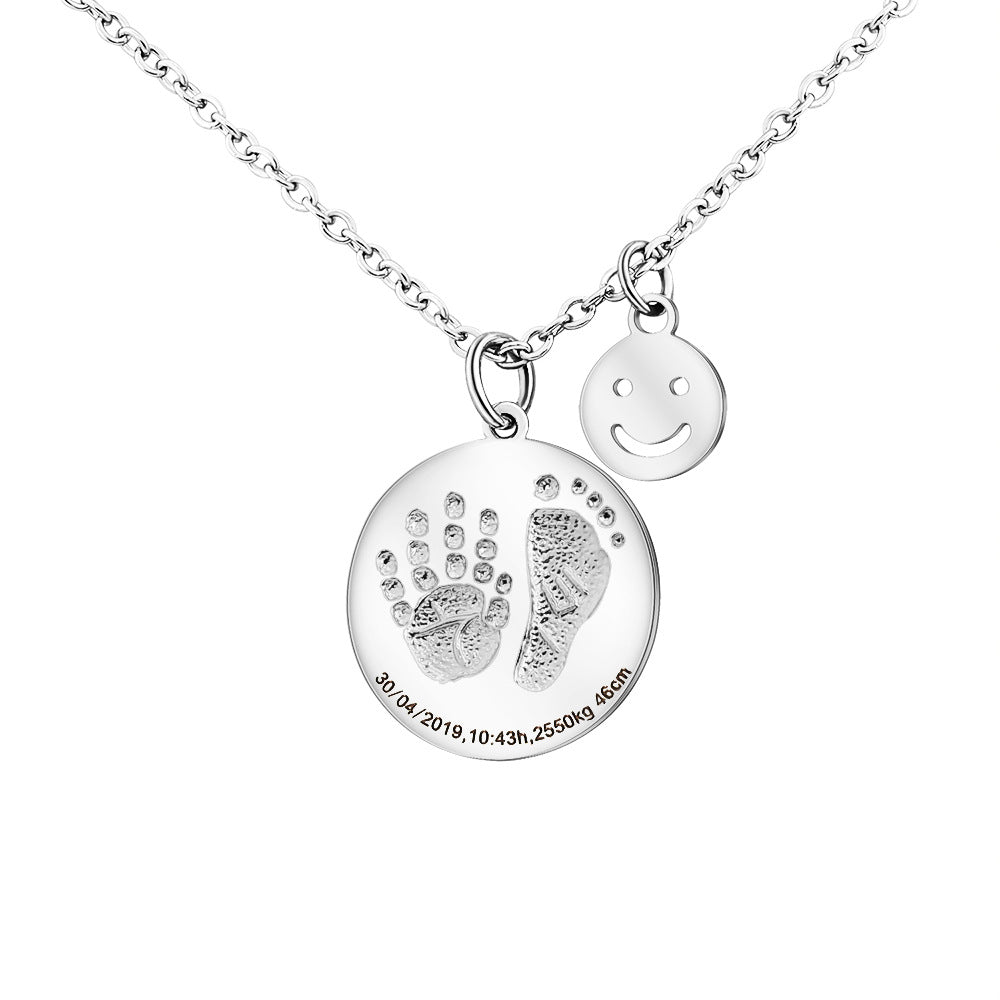 Customized Left & Right Foot Baby Birth Brand Personalized Smile Pendant Necklace