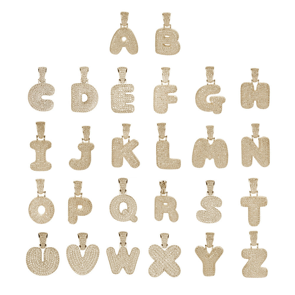 Custom Bubble Letter Necklace Personalized Alphabet Pendant Chain