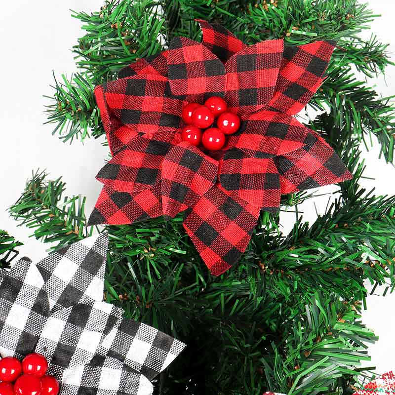 Artificial Christmas Flowers Plaid Floral Centerpieces