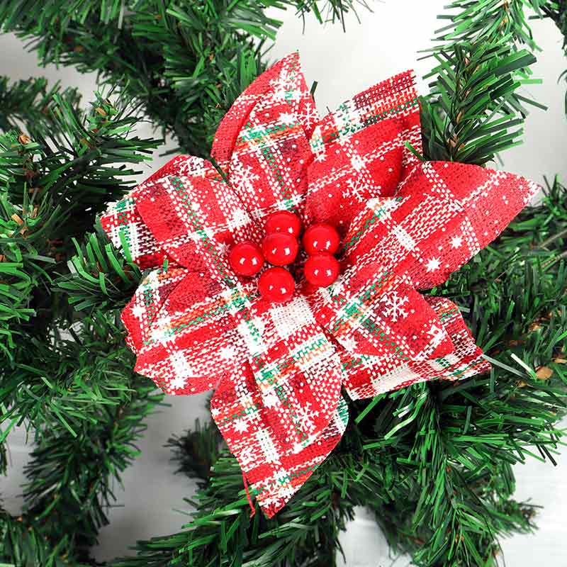 Artificial Christmas Flowers Plaid Floral Centerpieces