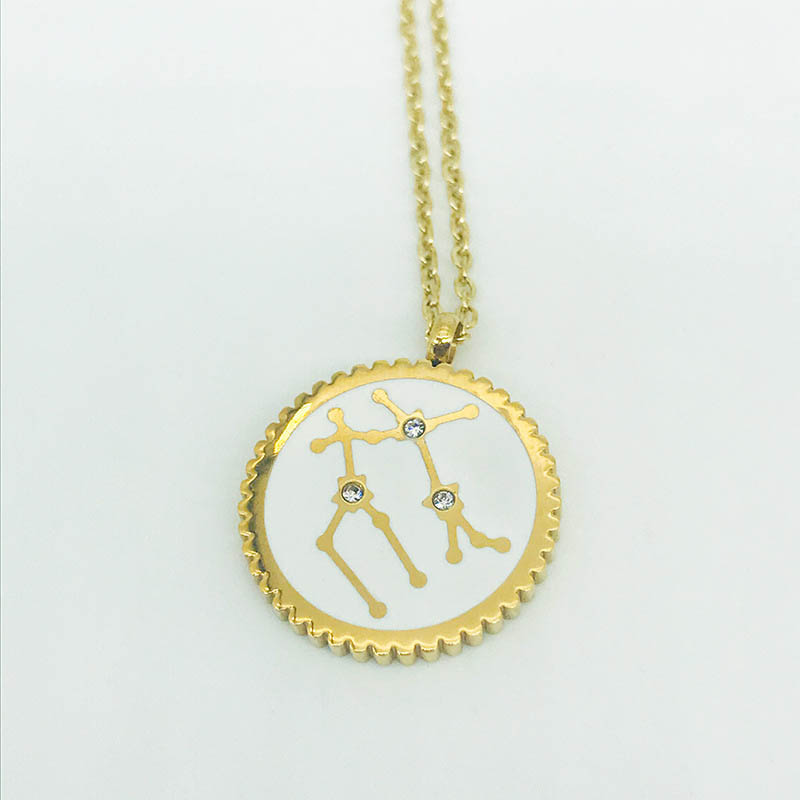 Astrological Chart Birth Month Disc Constellation Necklace