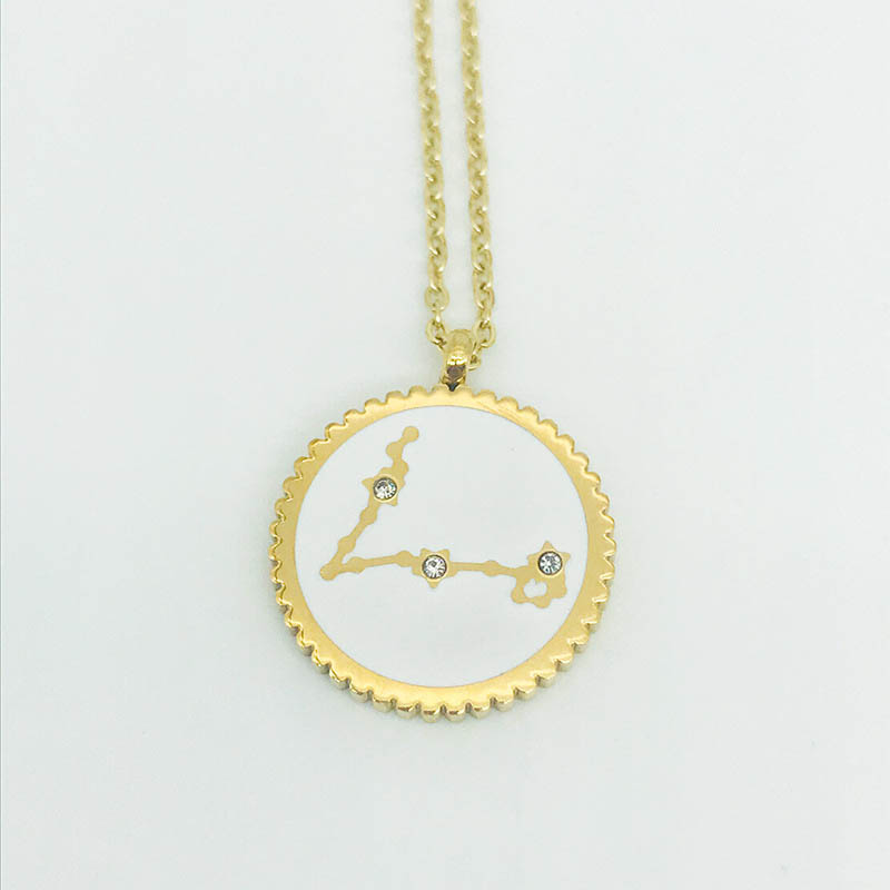 Astrological Chart Birth Month Disc Constellation Necklace