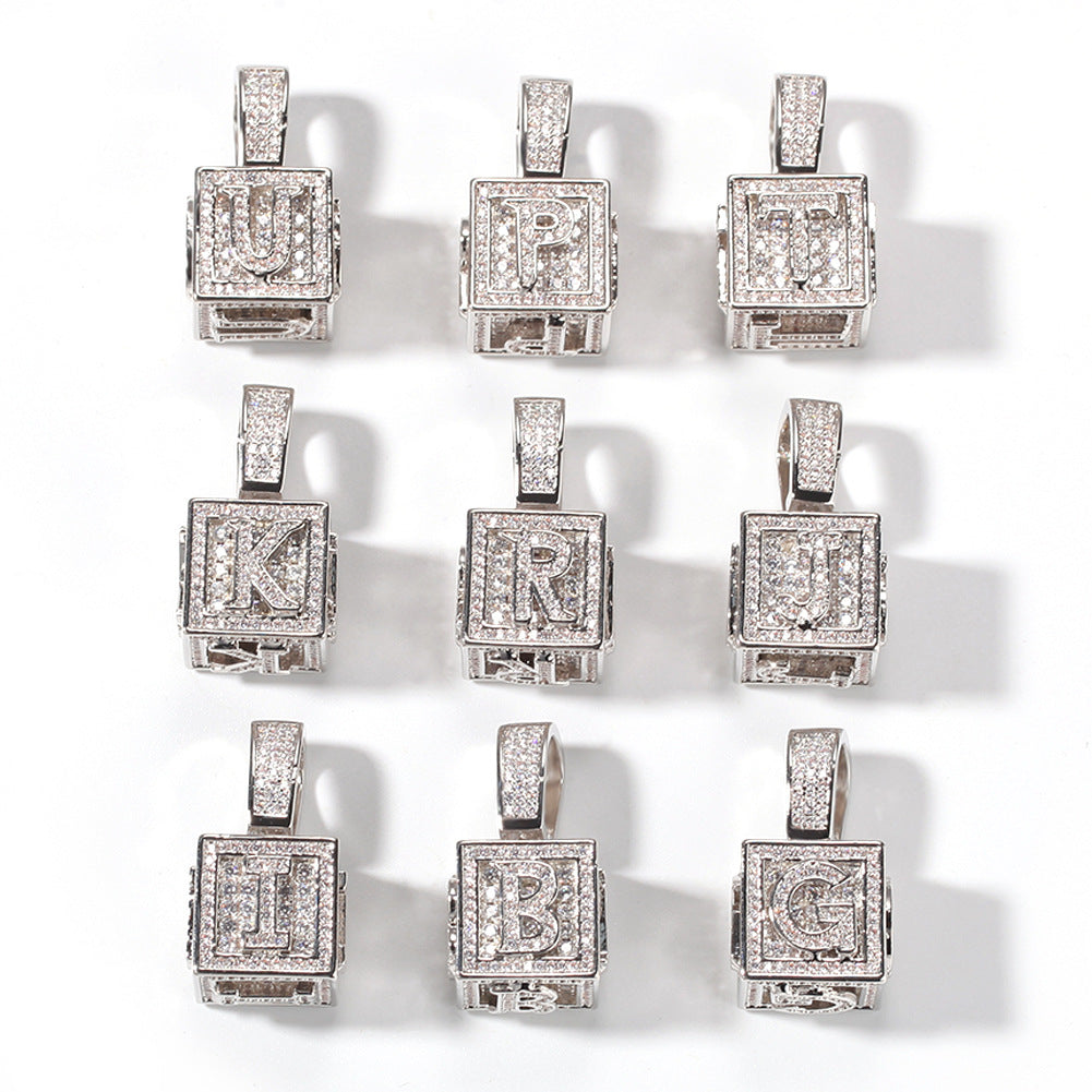 Custom 18K Gold Initial Letter Beads Alphabet Blocks Charm Necklace