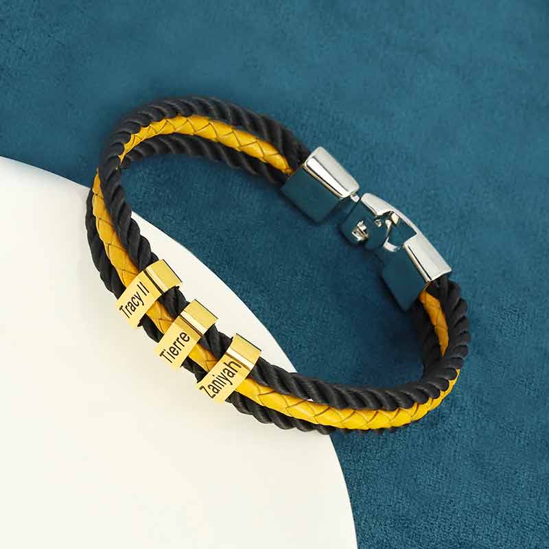 Braided Bracelet Custom Engraved Letters Beaded Bracelets