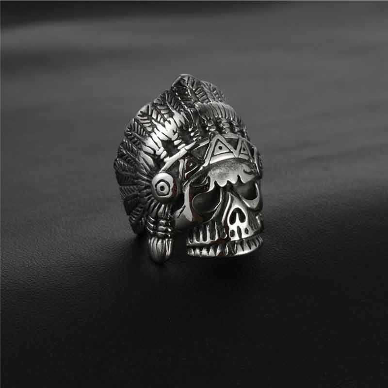 Chief Ring Indian Portrait Vintage Punk Style Skull Ring