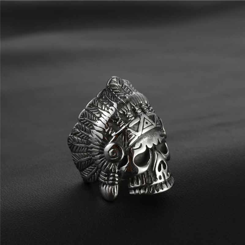 Chief Ring Indian Portrait Vintage Punk Style Skull Ring