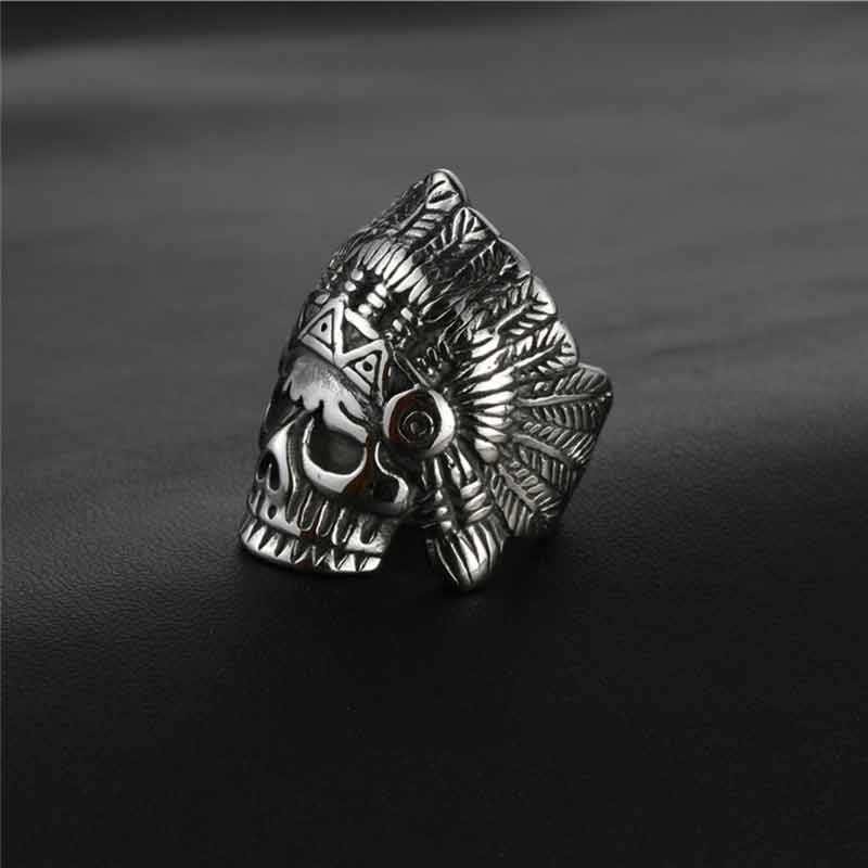 Chief Ring Indian Portrait Vintage Punk Style Skull Ring