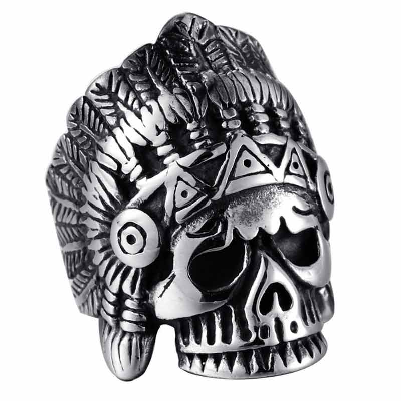 Chief Ring Indian Portrait Vintage Punk Style Skull Ring