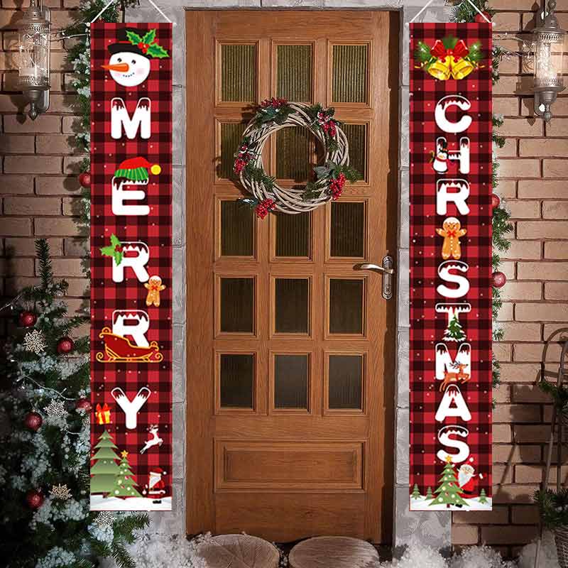 Christmas Banner For Front Door Merry Xmas Porch Banner