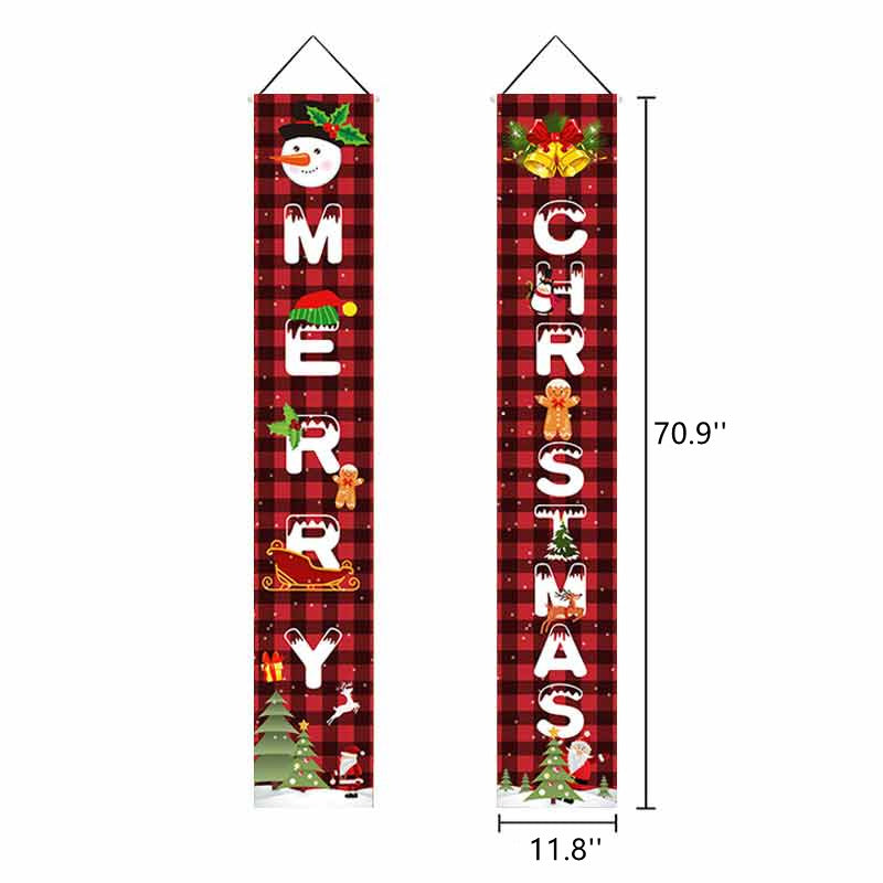 Christmas Banner For Front Door Merry Xmas Porch Banner