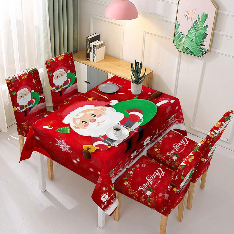 Christmas Tablecloths Santa Claus Chair Cover Decor