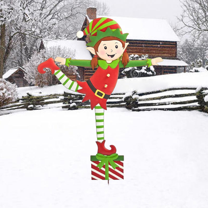 Christmas Yard Stakes Christmas Elf Metal Garden Stakes