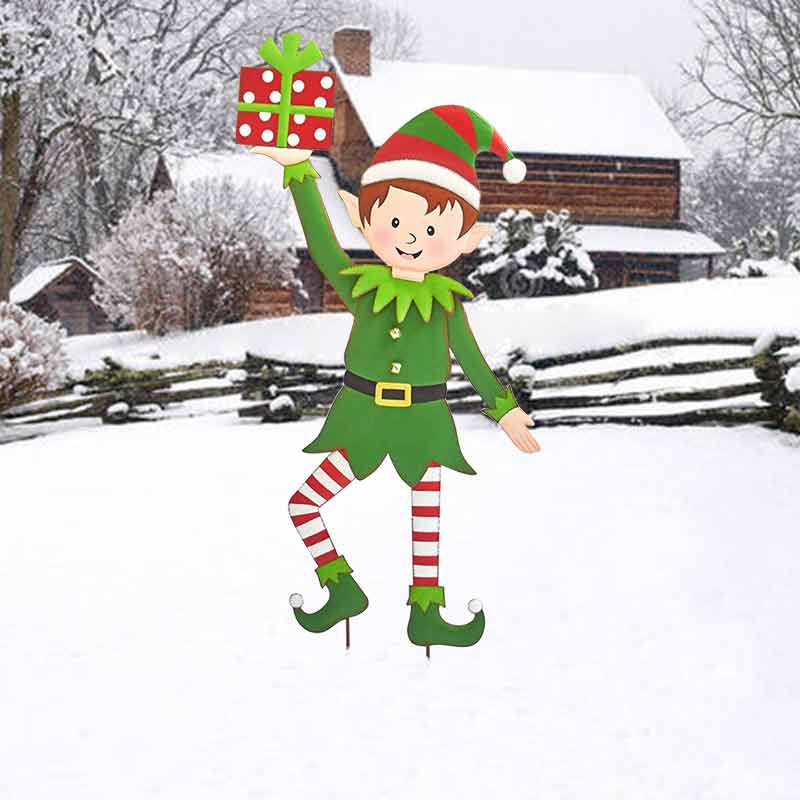 Christmas Yard Stakes Christmas Elf Metal Garden Stakes