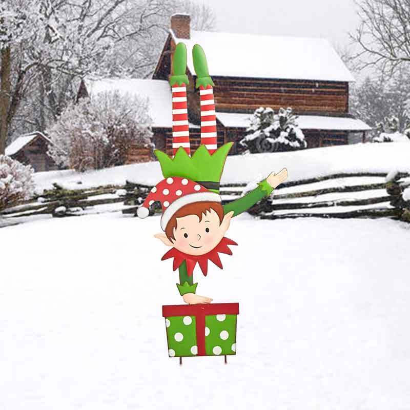 Christmas Yard Stakes Christmas Elf Metal Garden Stakes