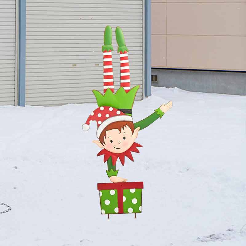 Christmas Yard Stakes Christmas Elf Metal Garden Stakes