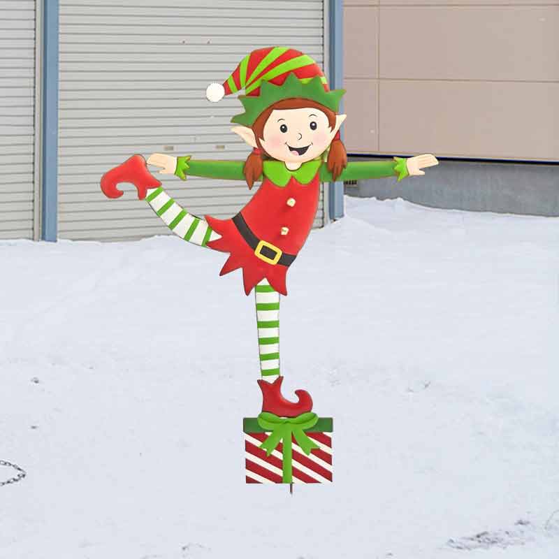 Christmas Yard Stakes Christmas Elf Metal Garden Stakes